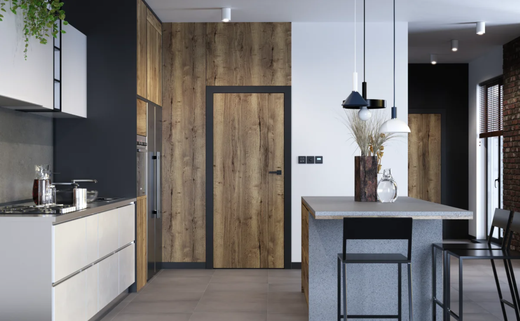 Ușă de interior LOFT with black door frame - Model 1.1