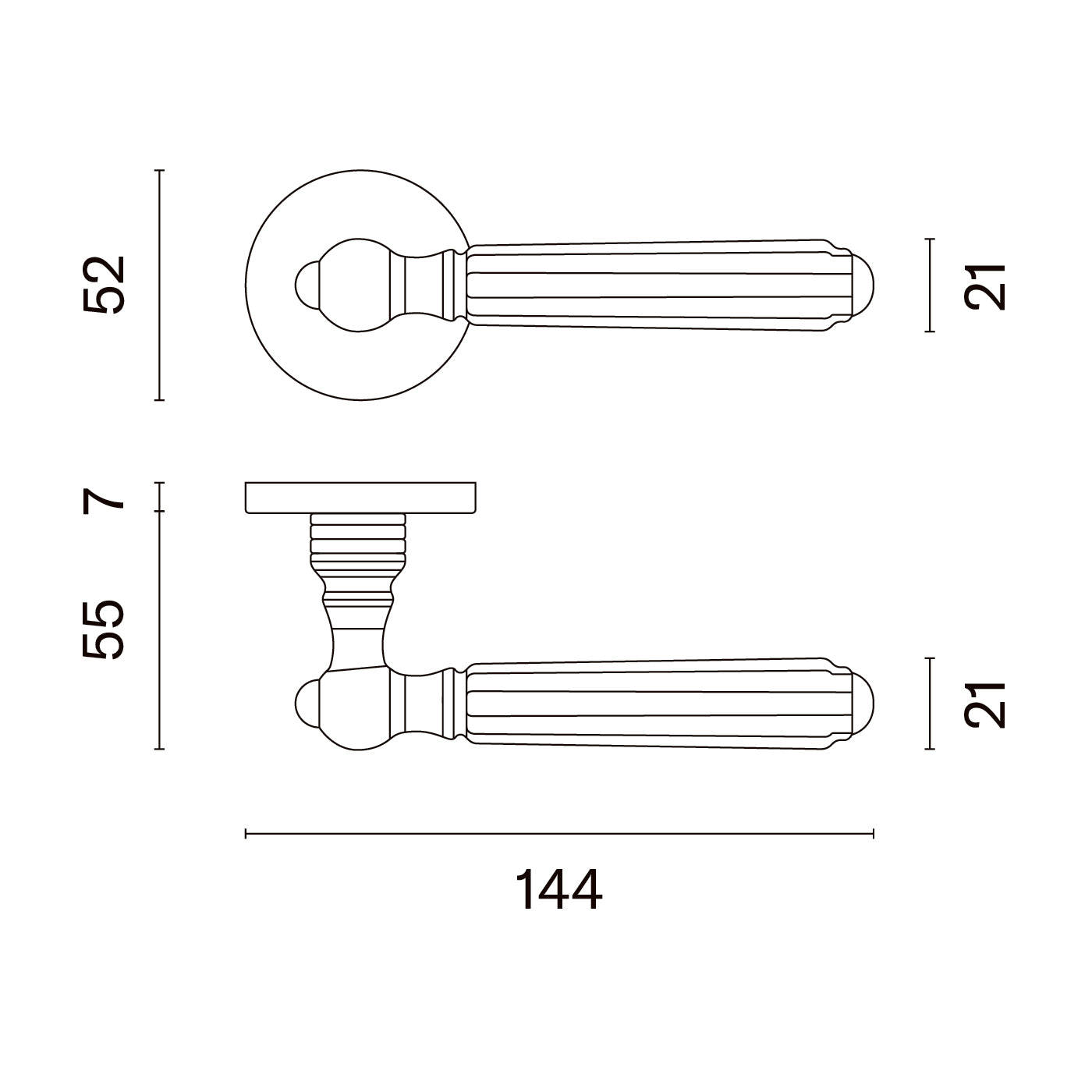 Mâner ușă - TIARELLA R SLIM 7MM