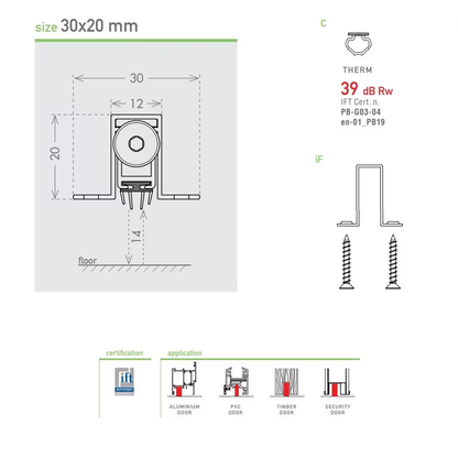 Prag automat încastrat CCE Trend AL 805–930 mm cu aripi laterale