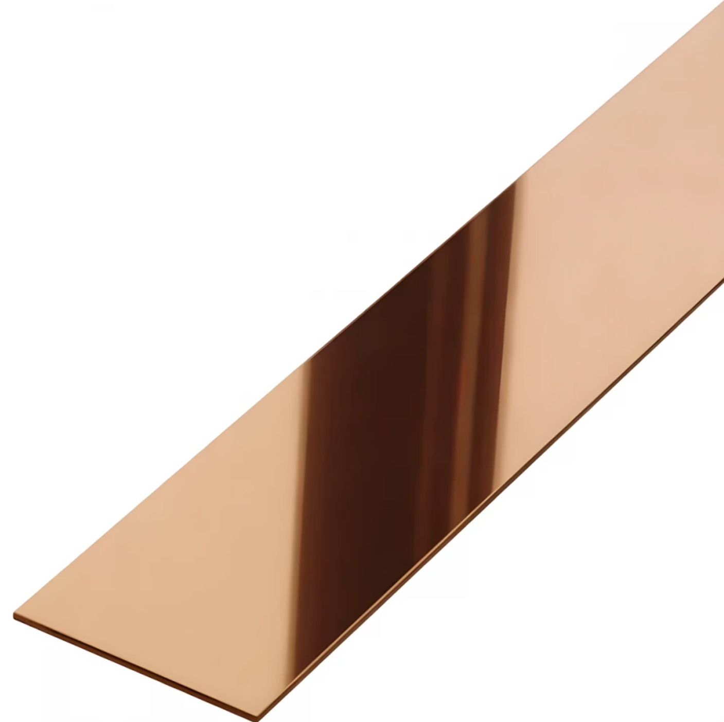 Platbanda din inox Cupru Lucios, 50 mm x 0.6 mm x 2700 mm - PP50CUO