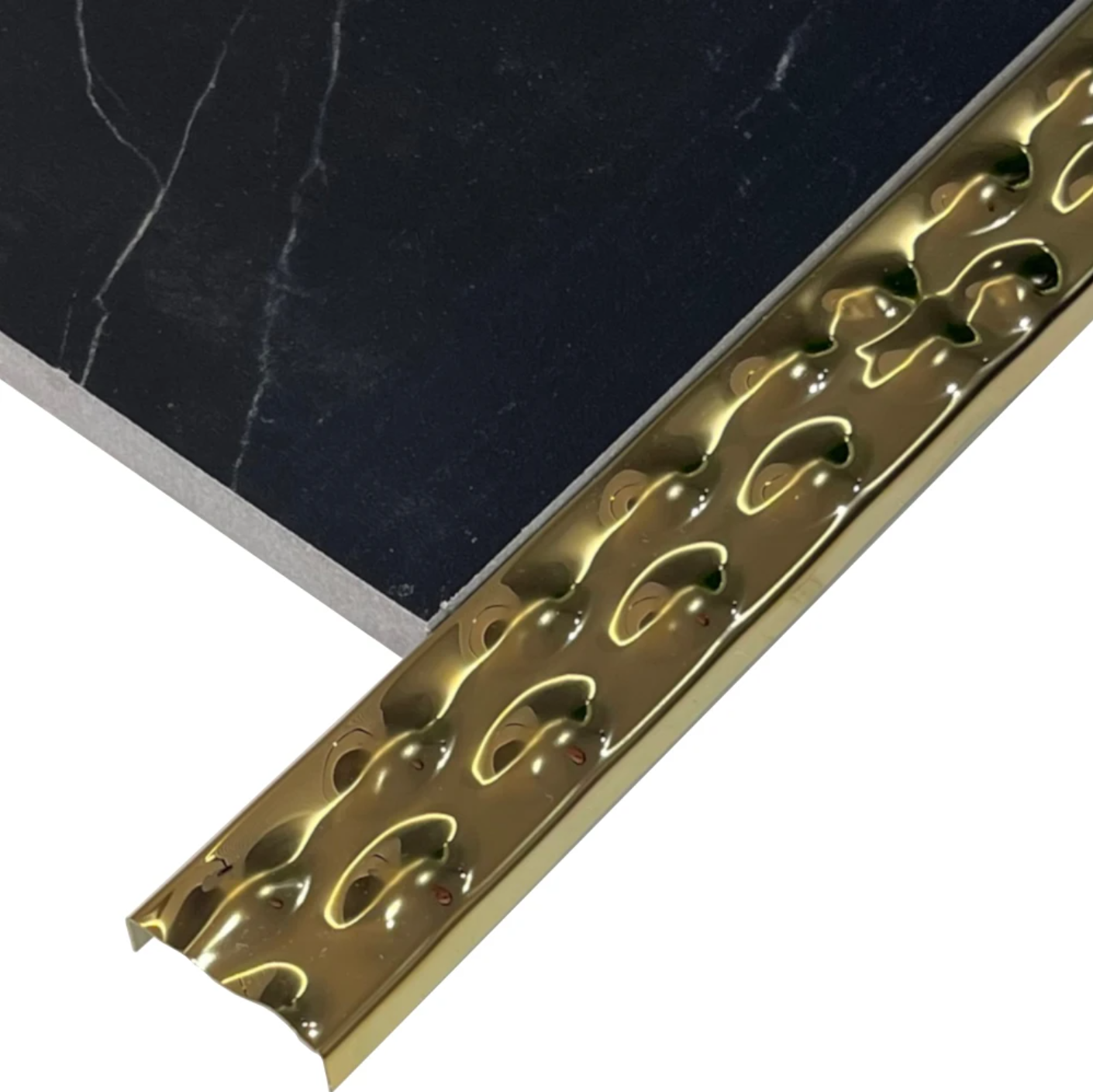 Profil U 30x9x2700 mm - Brâu auriu lucios din listel embosat decorativ faianta